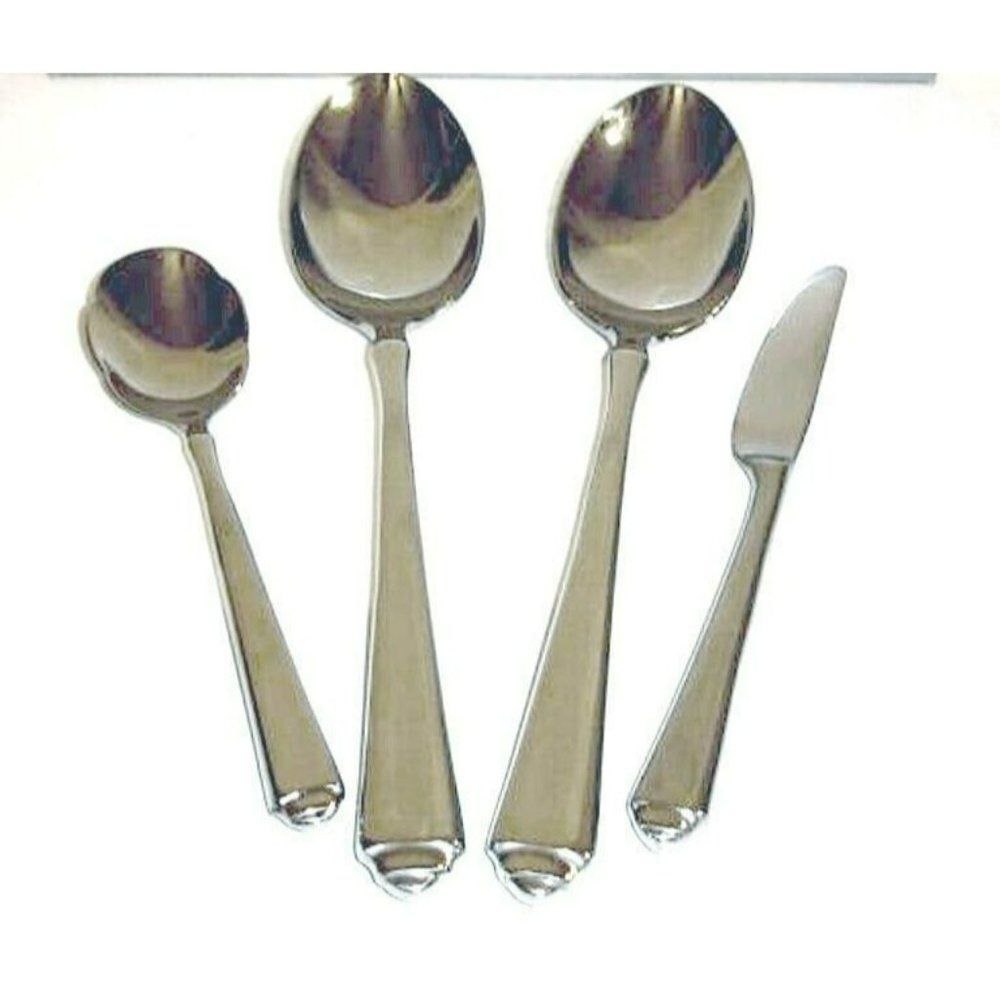 Gorham Crown Tip Serving Set Stainless 4 Pc Sugar Spoon Butter Knife Tablespoon